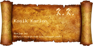 Kosik Karion névjegykártya